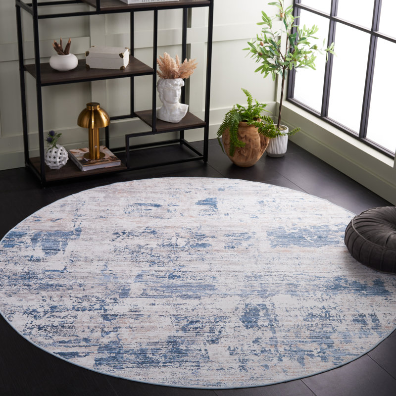 Kloc Performance Machine Washable Abstract Rug, Round 6'