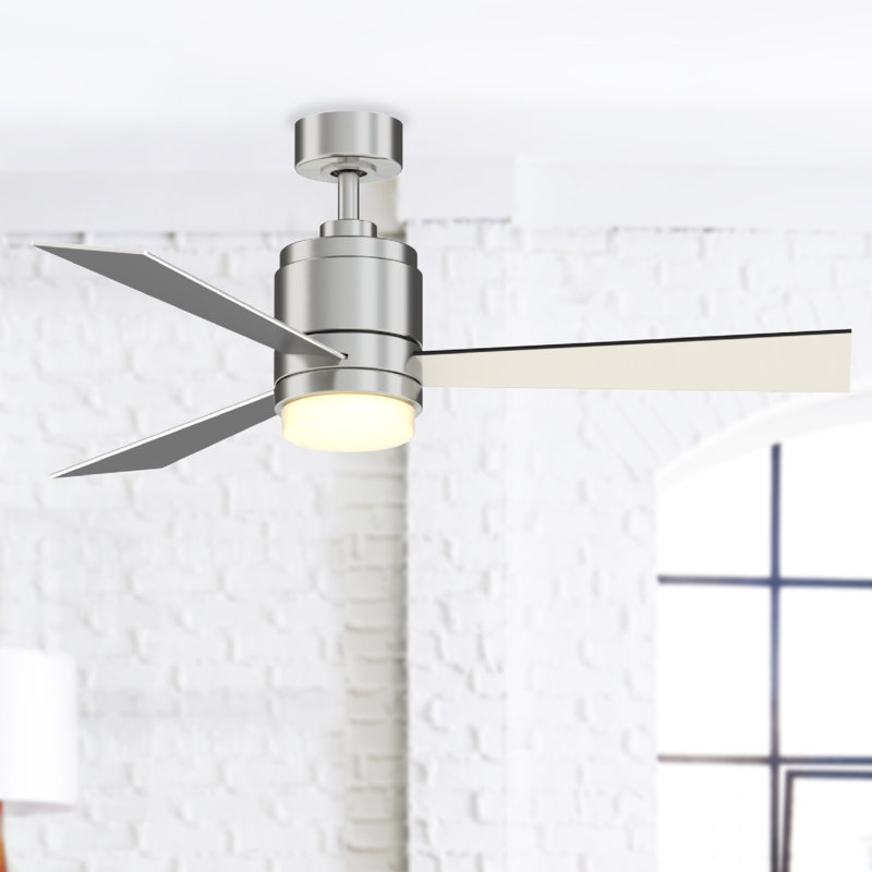 48'' Ceiling Fan with LED Lights, Silver/Black
