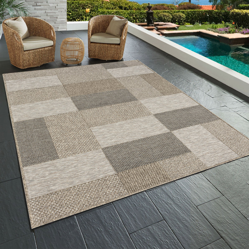 Tapis intérieur / extérieur brun clair / naturel Hailiey, Rectangle 2 pi x 3 pi