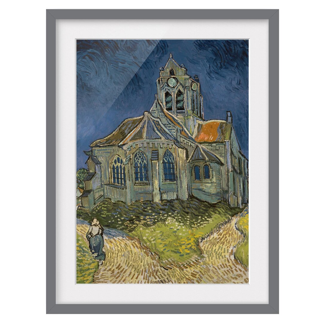 Gerahmtes Papierbild Kirche Auvers-sur-Oise von Vincent van Gogh