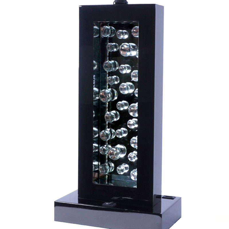 Lampe colonne moderne unique en verre avec abat-jour rectangulaire, lueur ambiante et finition nickel noir pour un éclairage élégant
