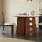 White&Walnut Round Sintered Stone Dining table-375124524
