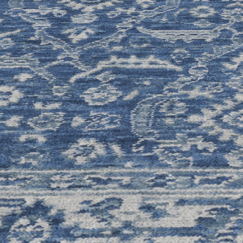 Tapis bleu tissé à la main Turnipseed, Rectangle de 4 pi x 6 pi