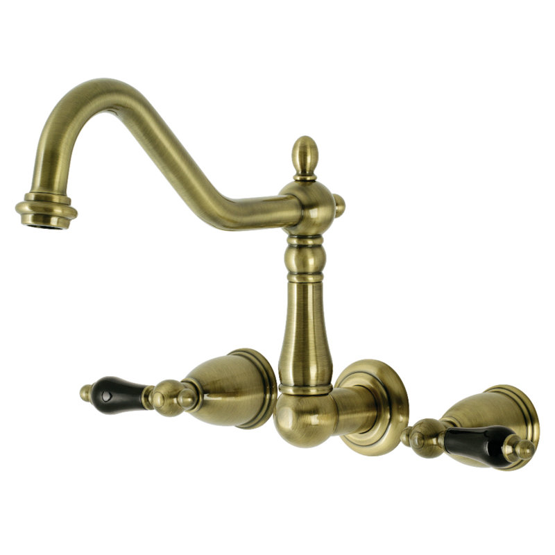 Kingston Brass Duchess Two-Handle 3-Hole Wall Mount Roman Tub Faucet, Antique Brass