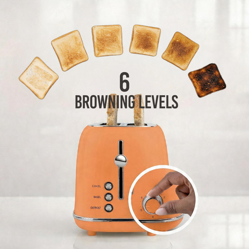 Classic Retro 4- Slice Toaster, Orange, Orange