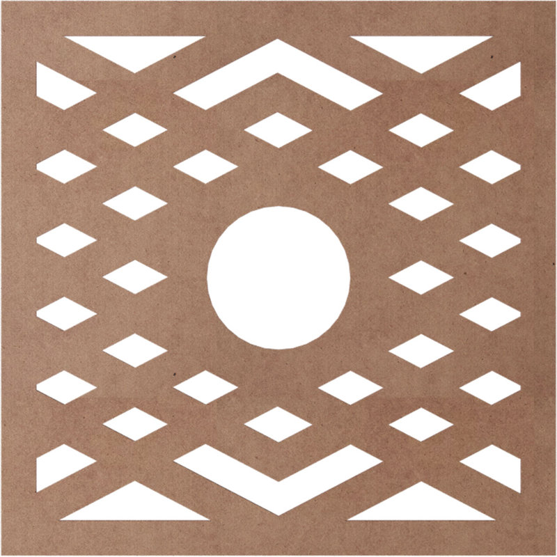 Médaillon de plafond à chevrons, Bois (qualité peinture), H 38 po x l 38 po x P 0,38 po