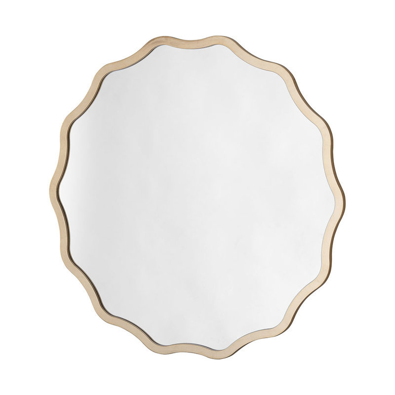 Brexten Flat Wall Mirror, 120cm H x 120cm W, Round/Scalloped/Wavy, Gold