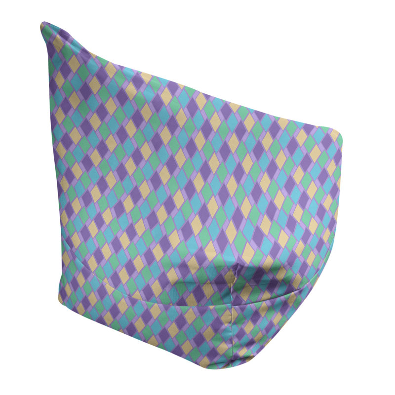 Sac de pois Leffel, H 38 po x l 42 po x P 29 po, Housse de pouf, Vert / Bleu / Jaune