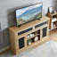 Meuble télé et média avec espace de rangement ouvert et fermé et porte coulissante-1632604696