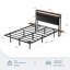 Aether Floating Double Bed Frame with Storage Headboard, Charging & LED Lights-1958950840