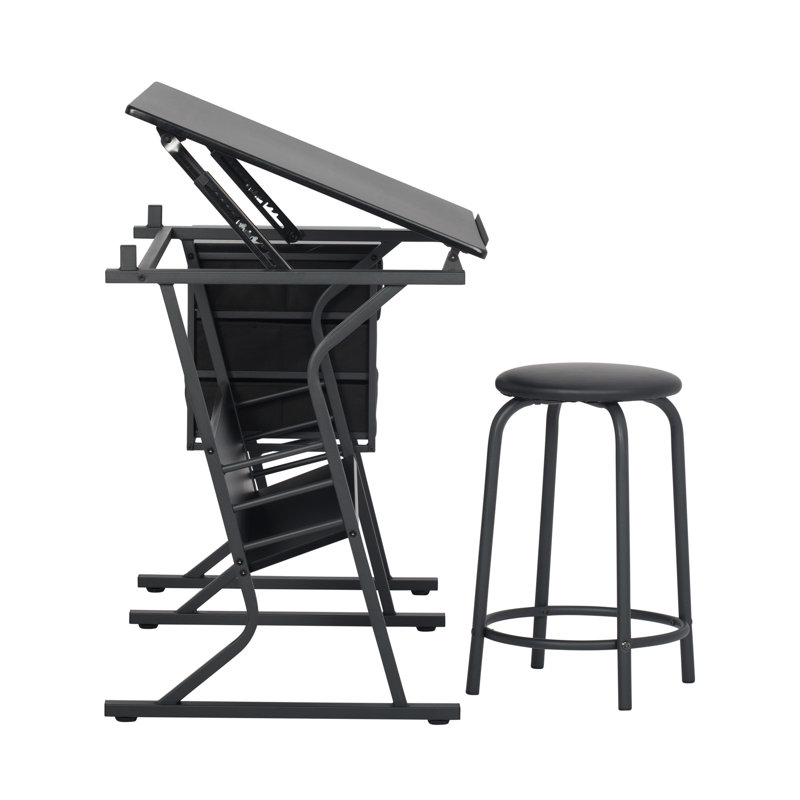Centre de dessinateur avec tabouret Eclipse Ultra, Noir