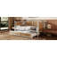 Lit de jour simple en rotin de style traditionnel avec 2 tiroirs pour un espace limité, chambre d'amis, aucun sommier nécessaire, blanc antique