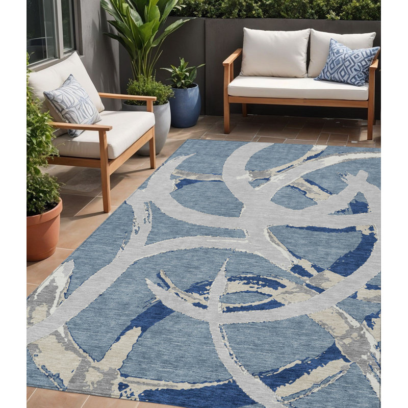 Tapis intérieur gris lavable abstrait 5 pi x 8 pi