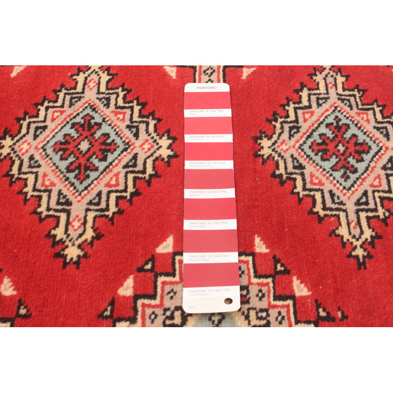 Tapis rouge Malci Peshawar Bokhara 2 pi 6 po x 4 pi 3 po
