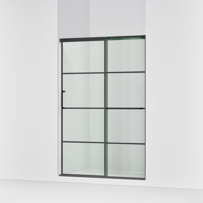 Elate Sliding Shower Door, 70-1/2-In H X 50-1/4 - 53-5/8-In W, With 1/4-In Thick Frosted Glass With Rectangular Grille Pattern