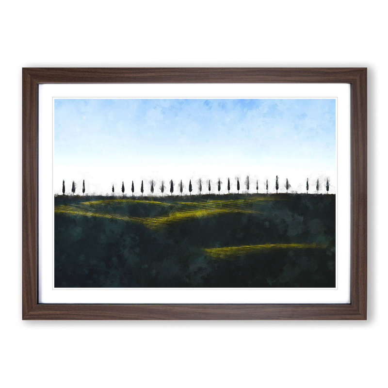 Tuscany Fields in Siena Italy - Picture Frame Painting Print, Walnut Framed, 62cm H x 87cm W x 2cm D
