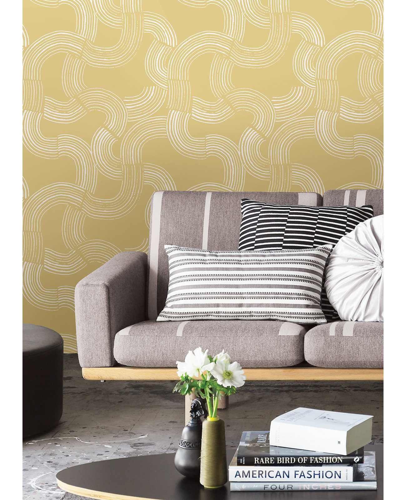 Diamond Mid-Century Peel & Stick Abstract Wallpaper, Mustard