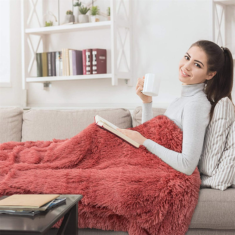 Quilted Throw Blanket, 6.41, Peach Pink