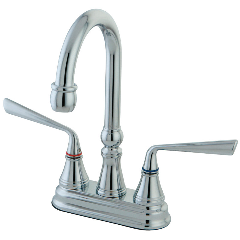 Kingston Brass Silver Sage Two-Handle 2-Hole Deck Mount Bar Faucet, Polished Chrome