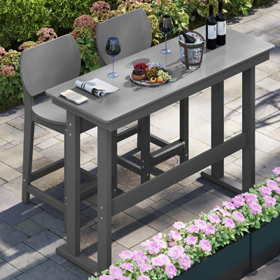 2-person Patio Bar Set Dining Table Poly Balcony Adirondack Bar Chair,HDPE Outdoor Patio Bar Set All Weather Dining Set, Poolside, Backyard, Garden  3 Piece