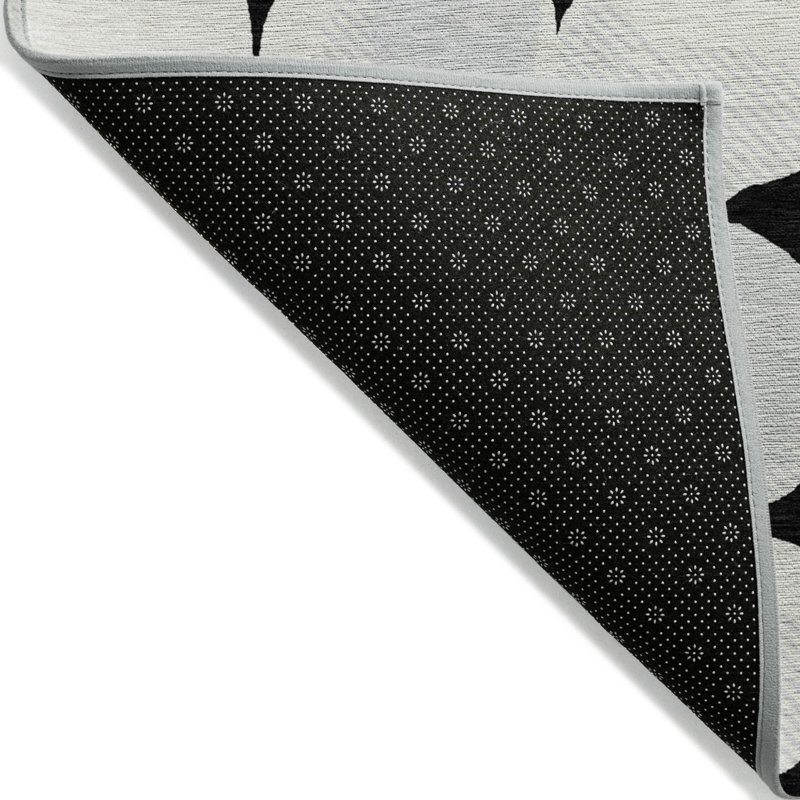 Tapis intérieur lavable abstrait 10 pi x 14 pi noir et gris ivoire