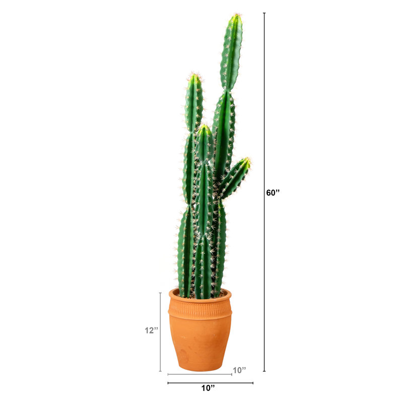 41in. Artificial Cactus in Terracotta Planter, 60" H x 10" W x 10" D