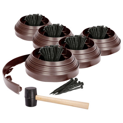 Harbour Housewares Lawn Edging Kit 50m x 4cm Plastic with 200 Pegs & Mallet