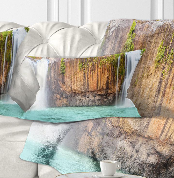 Dry Sap Waterfall - Landscape Printed Throw Pillow