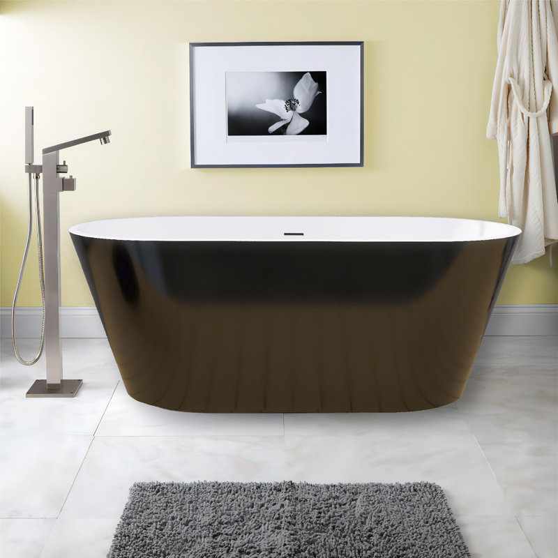Baignoire de trempage autoportante en acrylique 59 po. X 30 po., Noir