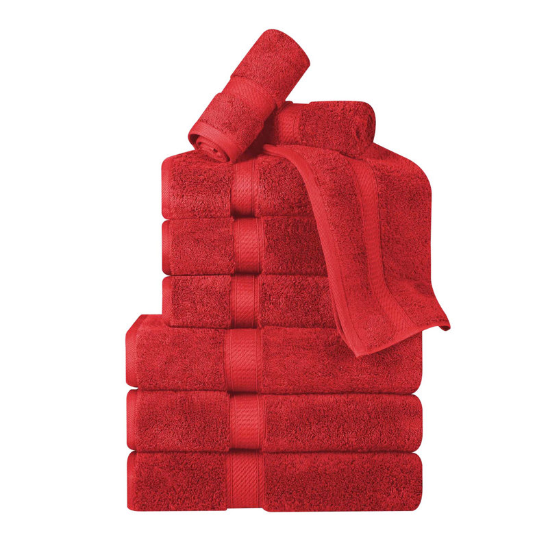 Scotia Egyptian Cotton Bath Towel Set, Red, 9Pc Towel Set  (3Bath, 3Hand, 3Face)