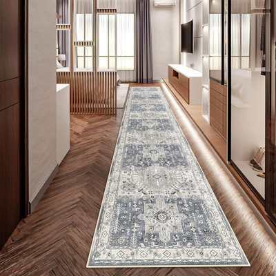 Rus for Hallways Soft Kitchen Rug Non Slip Rug with Rubber Backing for Bathroom Washable Non Shedding Farmhouse Rug (Grey)
