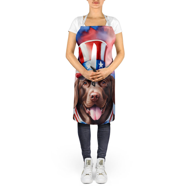 Patriotic American Apron, Brown Labrador Retriever