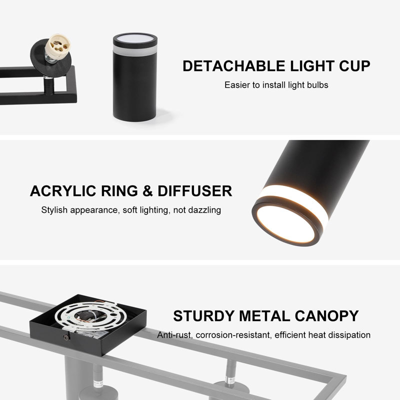 27.5" 6 -Light Track Lighting Kit,lexibly Rotatable GU10 Light Heads