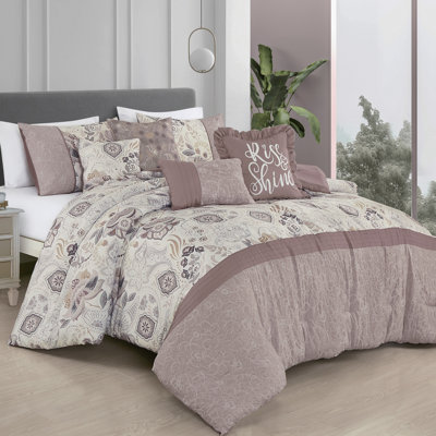 Ensemble d'édredon 7 pièces Blush & Neutral Paisley