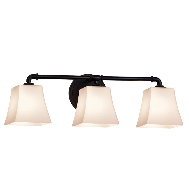 Éclairage pour salle de bain 3 lumières Helam, Incandescent, Opale, Noir mat