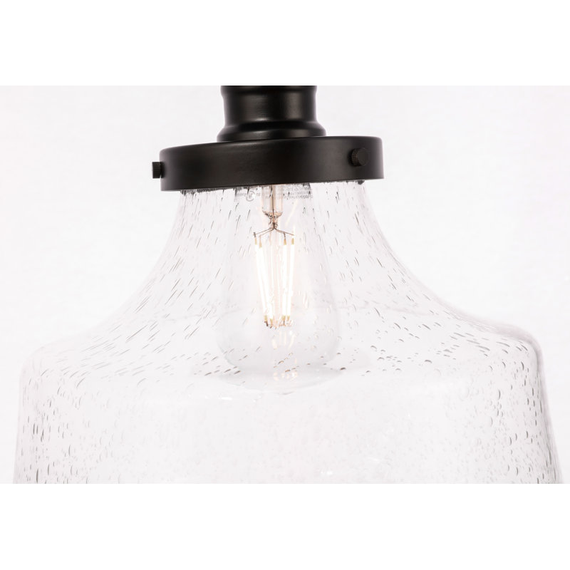 Plafonnier semi-encastré à 1 lumière Steverson, Noir, Bullé, H 9,4 po x l 11 po x P 11 po