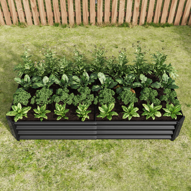 71.88In Long Black Metal Raised Planter For Growing Vegetables, Flowers, And Plants, Outdoor Garden, Rust - Proof, Open Base Soil Drainage L X 34.84In W 11.69In H Garden Bed , Design