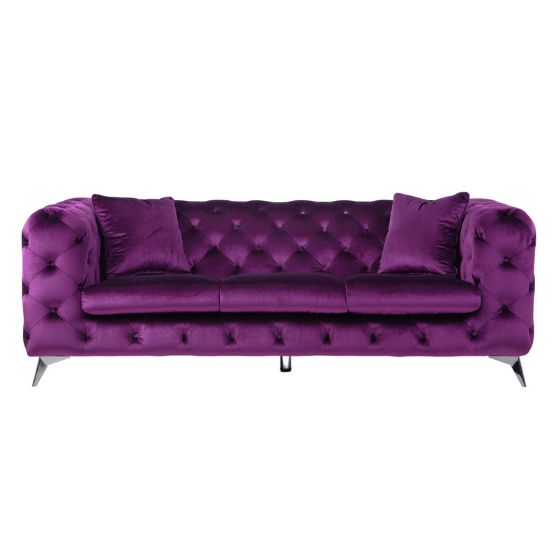 Canapé Godsey, H 30 po x l 90 po x P 41 po, Velours mauve