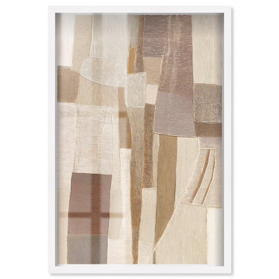Grain of the Earth II Shadowbox Print Boho Gold Wall Art by Art Remedy, White Frame, 31 x 46