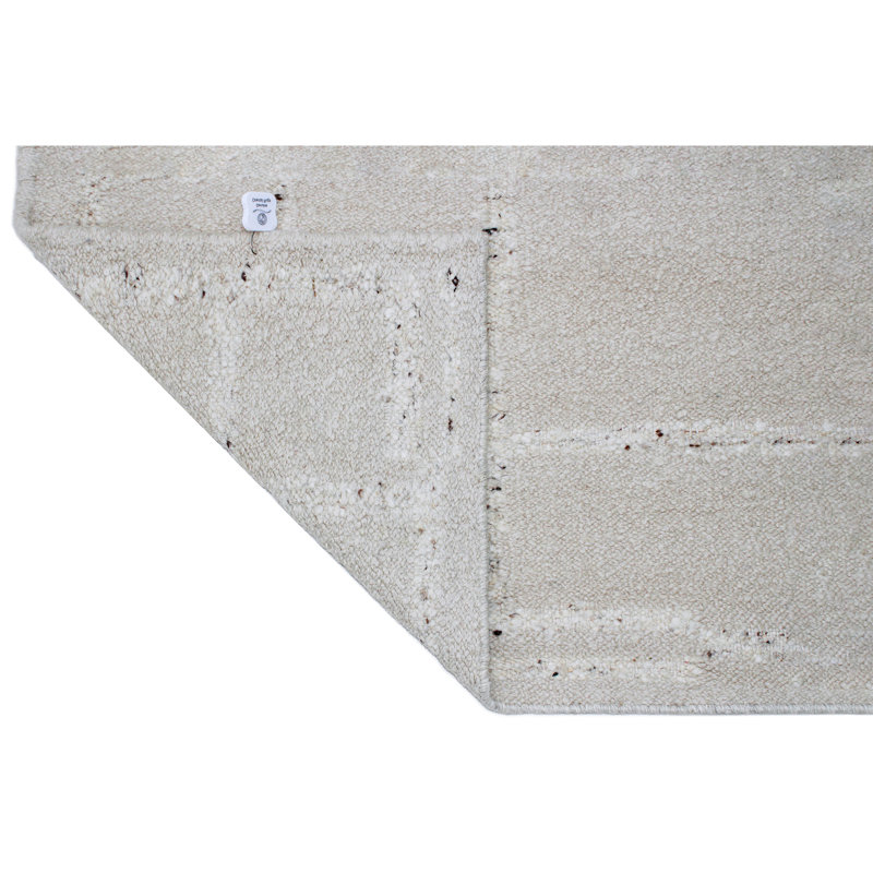Wool Geometric Area Rug in Gray/White, Rectangle 10' x 14'