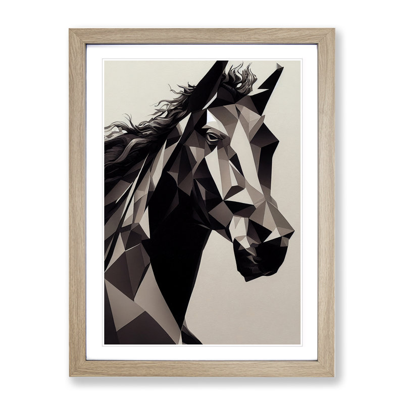 Abstract Horse No.6 - Framed Print, 46cm H x 34cm W x 2cm D, Oak