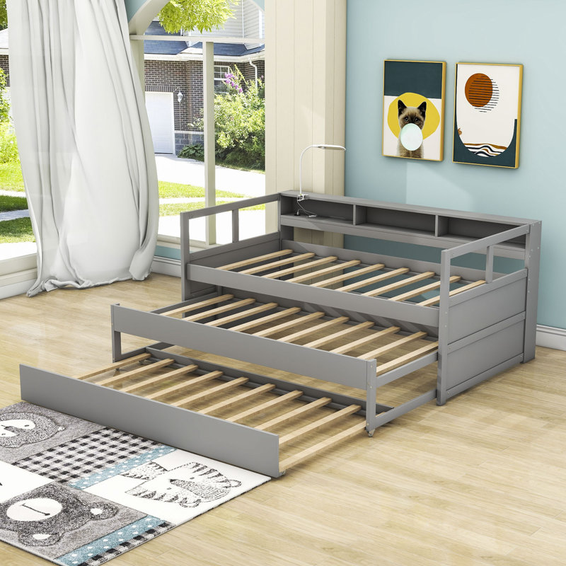 Chinasa Twin XL Daybed with Trundle, Gray