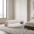 Modern Upholstered Armless Bed Bench, Channel Tufted Couch Daybed Chaise, Ivory Chenille-577811218