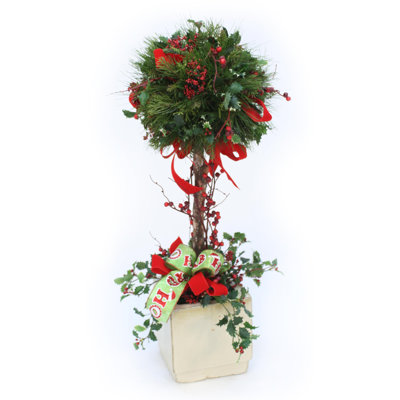 33'' Foliage Topiary in Cream Planter