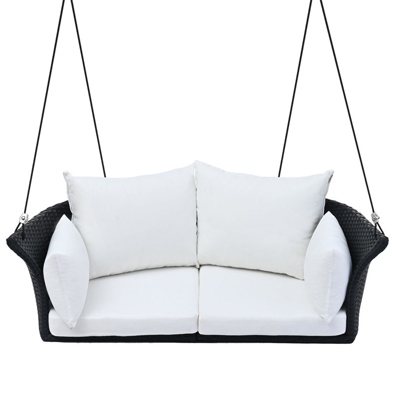 Marquesa 2 Person Swing Chair with Stand, Black/White