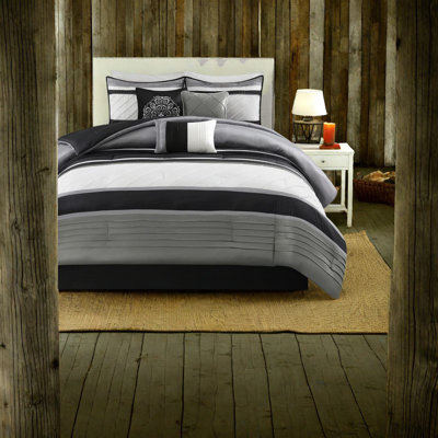 Elegant 7 Piece Grey Bedding Sets Cal King, Hypoallergenic Polyester Comfort