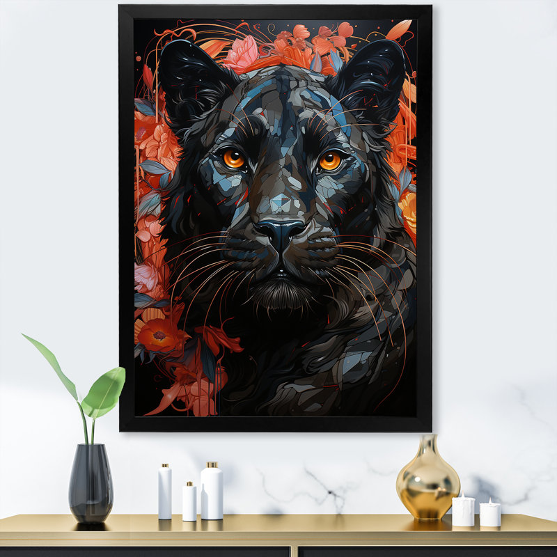 Présence Graffiti Urban Panther, Cadre simple noir, H 44 po x l 34 po x P 1,5 po