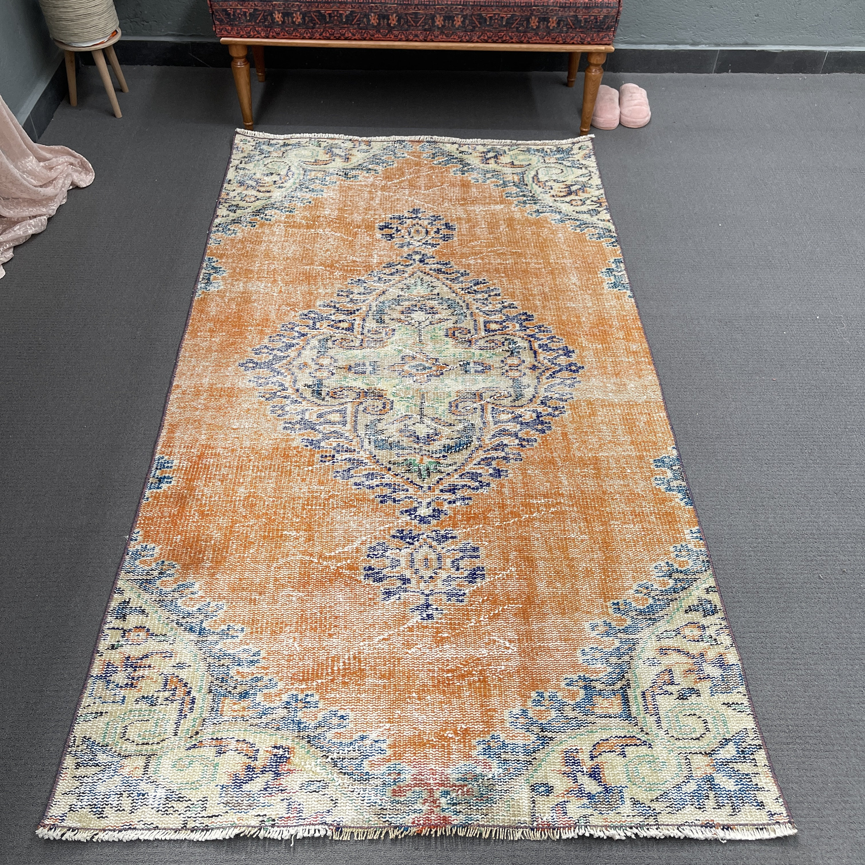 Bungalow Rose Vintage Rug, 45.7x84.3 Inch Orange Patchwork Area Rug ...