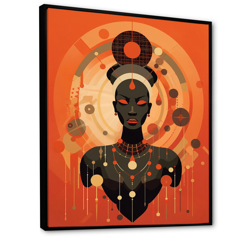 Illustration de la déesse tribale africaine I, H 32 po x l 24 po x P 1 po, Cadre flottant noir