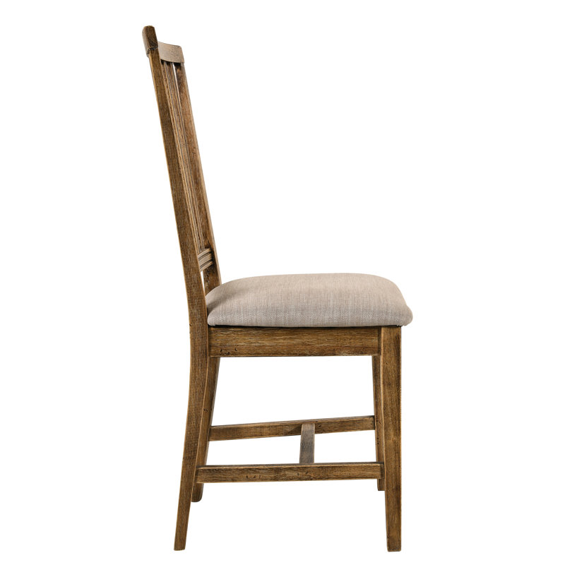 2 chaises de salle à manger - côté chêne vieilli et lin brun clair avec siège arrière
